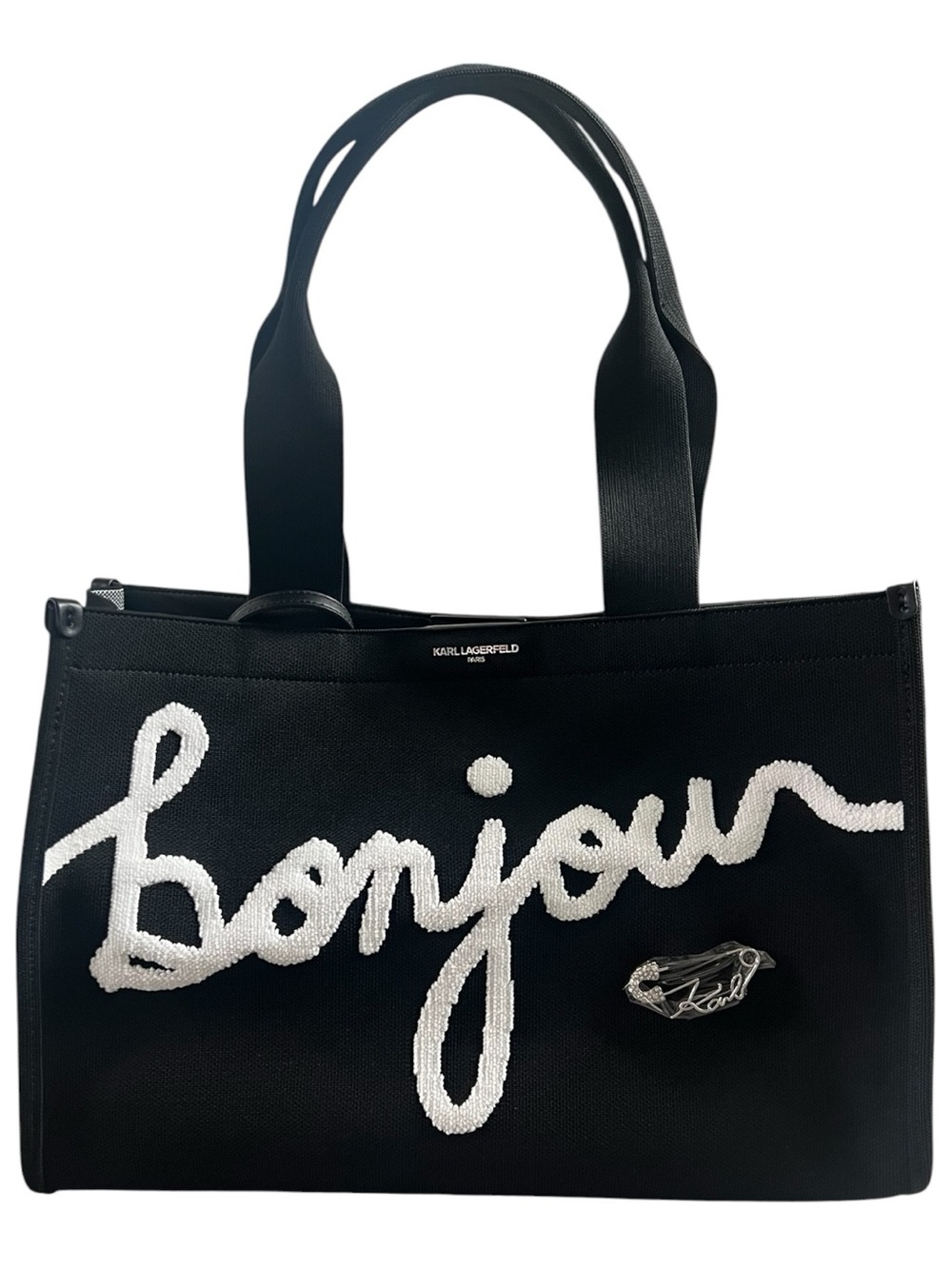Karl Lagerfeld Paris Bonjour Tote Travel Bag W/Wristlet - Picture 3 of 12